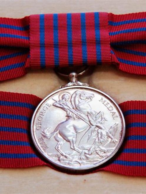 Helen Dickson's George Medal awarded for bravery at Aramoana in 1990. Photo by Gerard O'Brien.