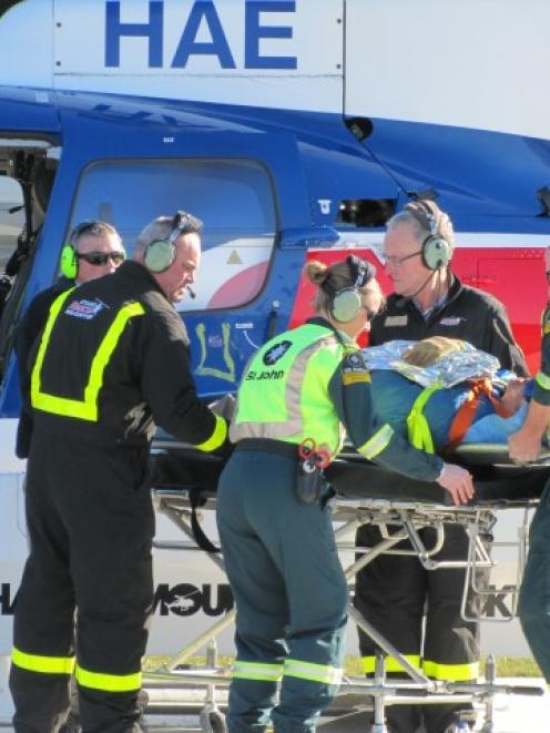 Helicopters ferried patients to the Wanaka Medical Centre between 2pm and 3pm yesterday. Photo:...