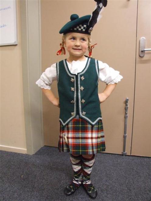 Highland dancer Sarah Jamison prepares to take part in the Oamaru Performing Arts Society's...