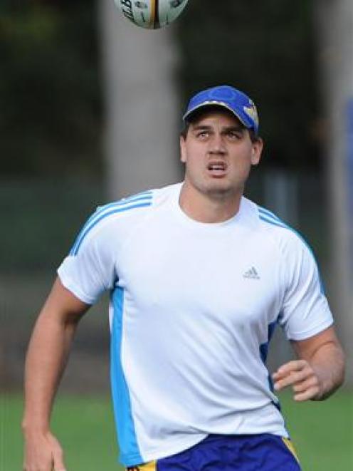 Highlanders fullback Israel Dagg goes through some training at Logan Park yesterday. Photo by...