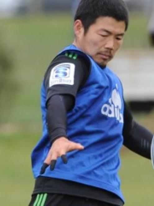Highlanders halfback Fumiaki Tanaka at training at the University Oval yesterday. Photo by Craig...