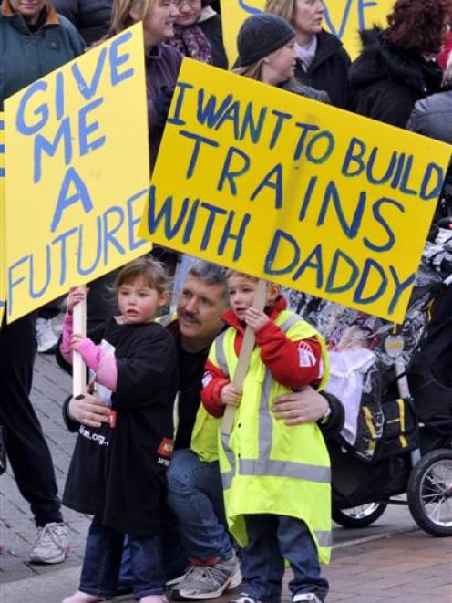 Hillside boilermaker Stuart Johnstone and twins Skye and Kane get their message across in the...