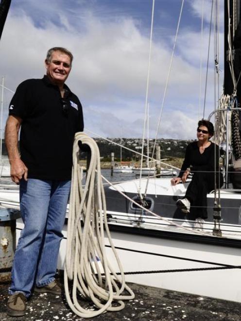 Hobart-based retired couple Steve and Pauline Theodore relax at their yacht <i>Rum Doodle 2</i>...