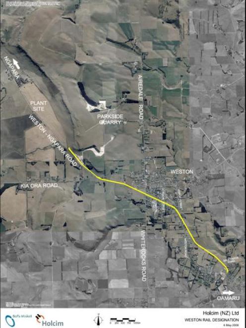 An aerial photo showing the route of the railway line. Photo by Boffa Miskell.