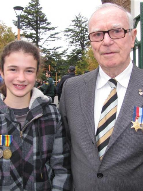 Holly Moore (12), of Queenstown, wore her great-grandfather's WW1 medals when she walked in the...