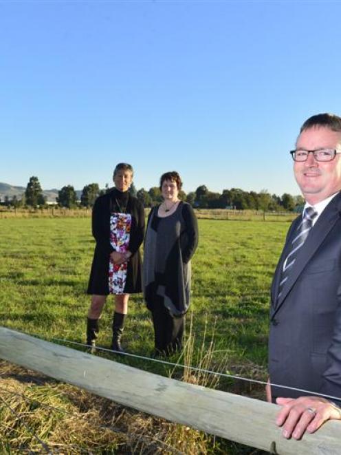 Hope and Sons building a Crematorium on Dukes Road Mosgiel from left is Jannette, Liz and Michael...