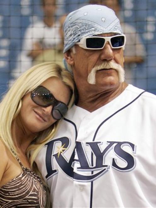 Hulk Hogan and Jennifer McDaniel attend a baseball game in Florida in their September 2008 photo....