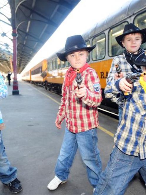 Hundreds of children took part in the Cadbury Crunchie Gold Rush train yesterday including (from...