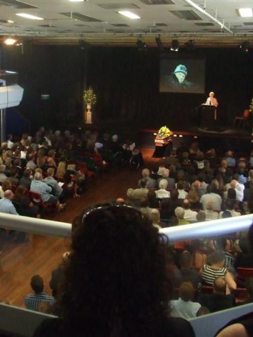 Hundreds of mourners pack the Queenstown Memorial Hall on Saturday to pay their last respects to...