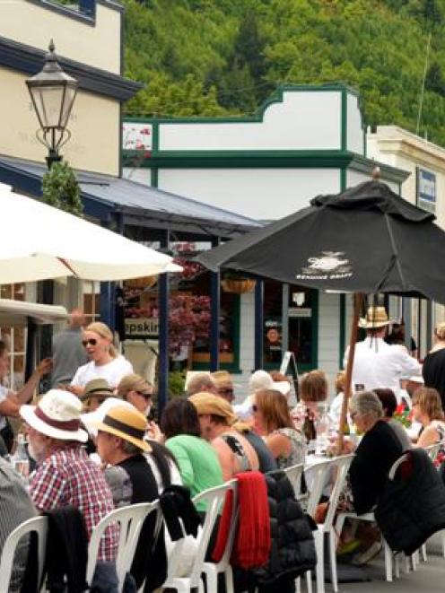 Hundreds of residents and visitors sit down for the annual Arrowtown Long Lunch in Buckingham St...