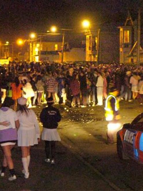 Hundreds of revellers attended a party on Castle St last night. Photo by Jane Dawber.