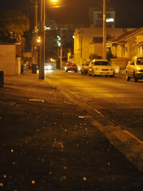 Hyde St was calm and almost deserted last night. Photo by Gregor Richardson.