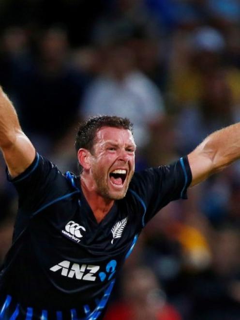 Ian Butler makes an appeal for the wicket of England's Samit Patel during their T20 international...