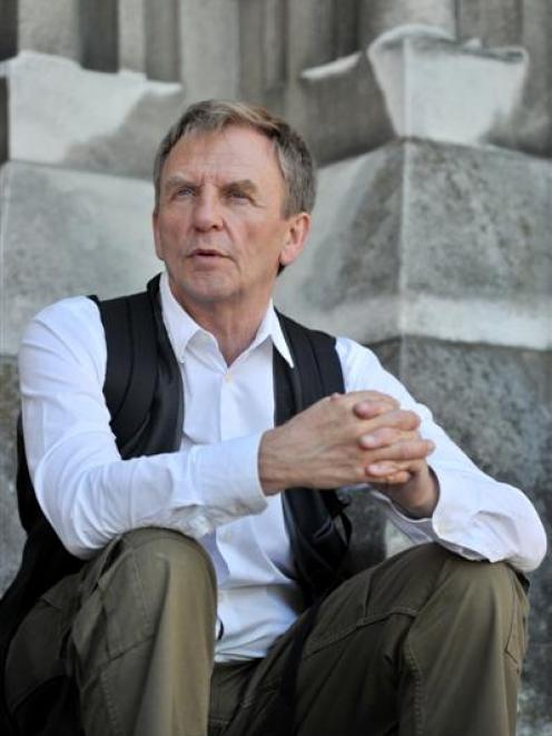 Icelandic activist Hordur Torfason sits on the steps of St Paul's Cathedral in Dunedin this week....