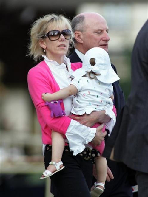 In the 2009 AP file photo, Rielle Hunter holds her child.