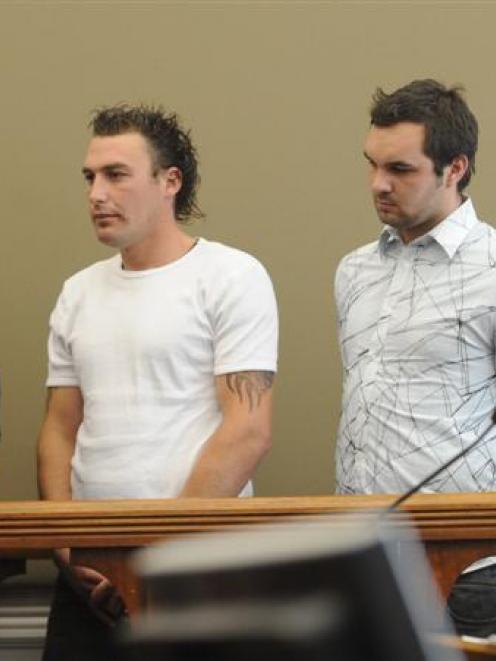 In the dock in the Dunedin District Court are (from left) Gary Davies, Jamie Ngaamo, Marc...