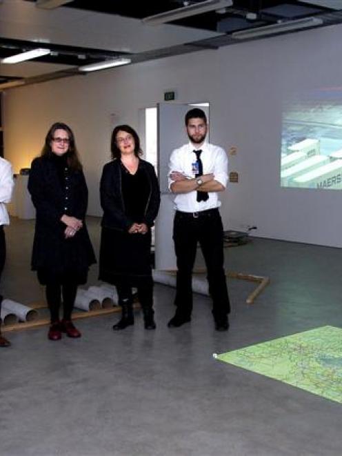 In the Otago Polytechnic School of Art's new art gallery are (from left) fourth-year bachelor of...