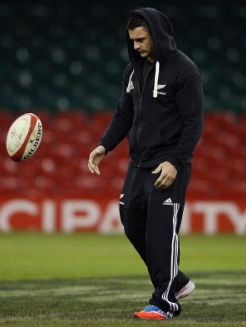 Injured All Black Daniel Carter during during the captain's run at Millennium Stadium. (Photo by...