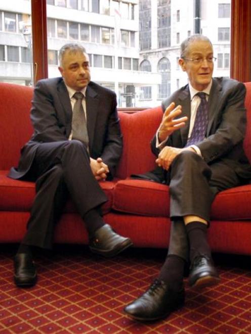 Institute of Financial Advisers Otago branch chairman Don Broad (left) and Commissioner for...