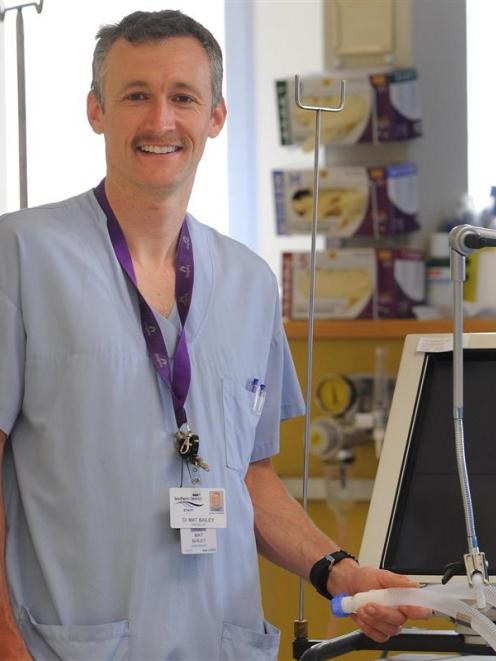 Intensive care specialist Mat Bailey, pictured with a ventilator in Dunedin Hospital's intensive...