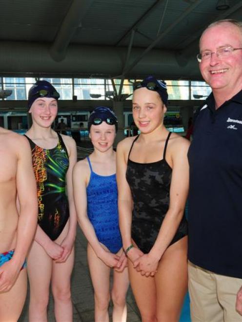 International Waves swimmers (from left) Shane Patience, Phoebe Williams, Phoebe O'Leary and...