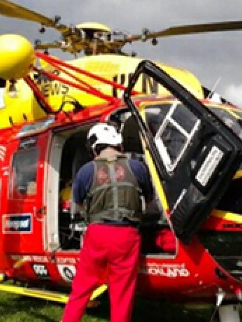 Into the rescue helicopter for farmer Bill Paikea.