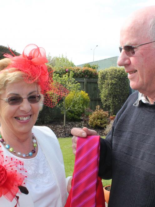 Invercargill couple Christine and Albert Dore show off their Melbourne Cup glad rags. PHOTO:...