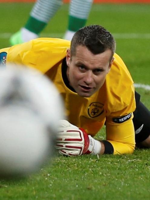 Ireland's goalkeeper Shay Given watches the ball go out during his side's Group C Euro 2012 match...