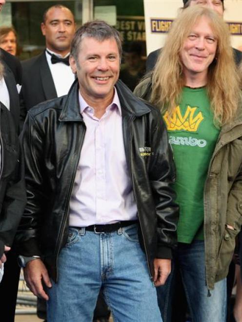 Iron Maiden band members (from right) Nicko McBrain, Janick Gers, Bruce Dickinson and Adrian...