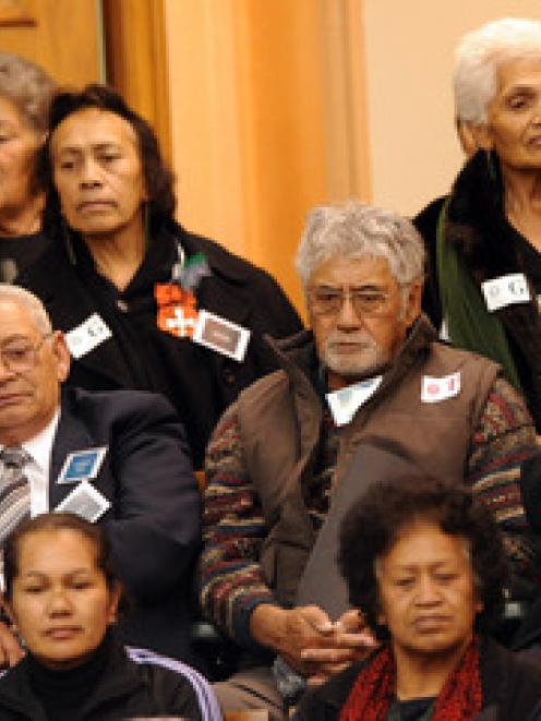 Supporters listen to the first reading of the Central North Island Forests Collective Settlement...