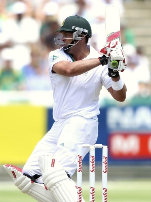 Jacques Kallis of South Africa plays a shot during the first day of the third test against Sri...