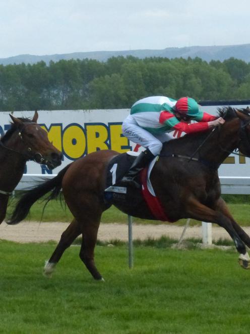 Jake Lowry urges Valiant to the line at Wingatui in late October. The pair team up again at Ascot...