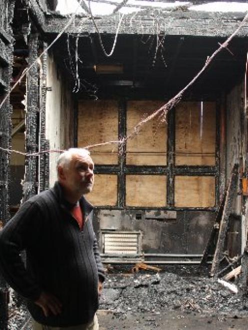 James Hargest College principal Andy Wood surveys the arson damage at the school's senior campus...