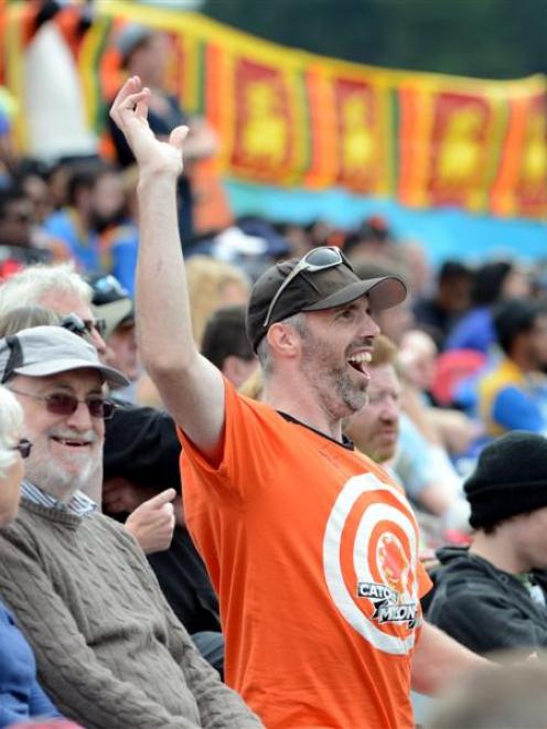 Jamie Gough celebrates after taking the catch during the Sri Lanka-Afghanistan match at the...