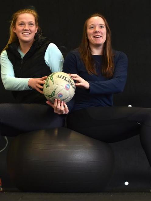 Jamie Hume (left) and Abby Erwood at the high performance training centre in Dunedin yesterday....