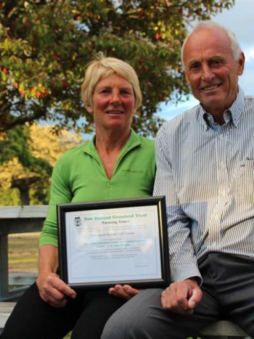 Jane and Denis Fastier,  of  Simons Hill Station, with the award they received at the New Zealand...