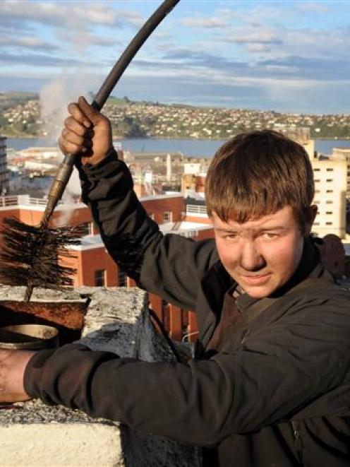 Javan Brown has joined the family chimney sweeping business. Photo by Stephen Jaquiery.