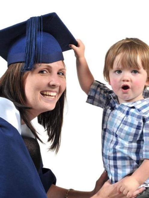 Jenna Pope and son Cooper Robson (22 months)  have cause for celebration after she graduated from...