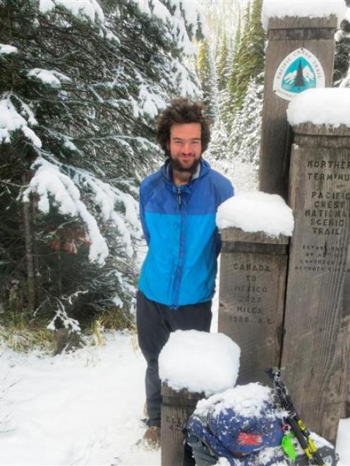 Jeremy Star after completing his 4265km walk from Mexico to Canada this week, six months after...