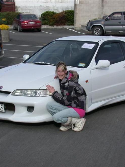 Jessie Gibb with her Honda Integra. Photo by David Bruce.