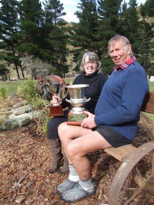 Jo and Barry Todd, with their spoils from the New Zealand Lavender Growers Association's awards,...
