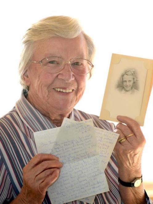 Joan Holgate with a photograph of her English penpal, Barbara Turner, when they started writing...