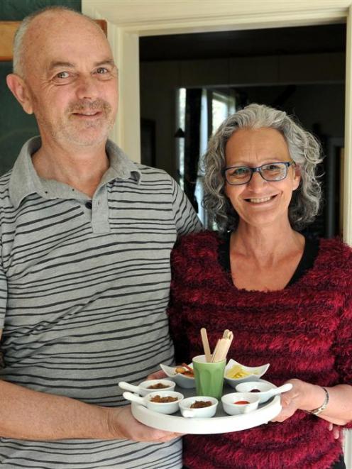 John and Sharon Mosely, of Bouchee Chutney, display some of their sauces, jellies and jams.