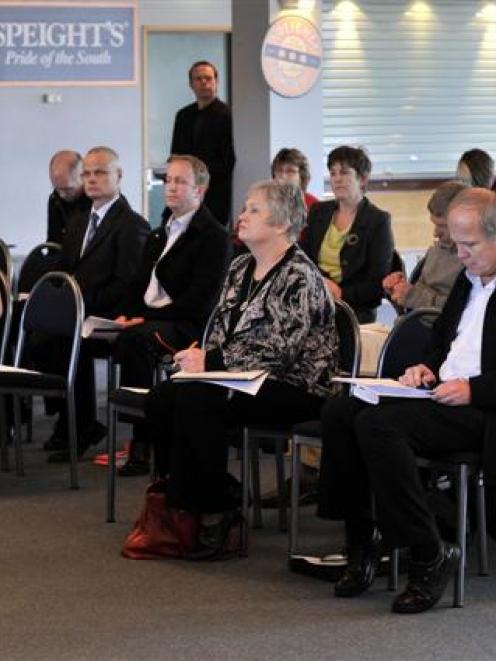 John Brimble, of Sport Otago, speaks at a public consultation meeting yesterday on the future of...