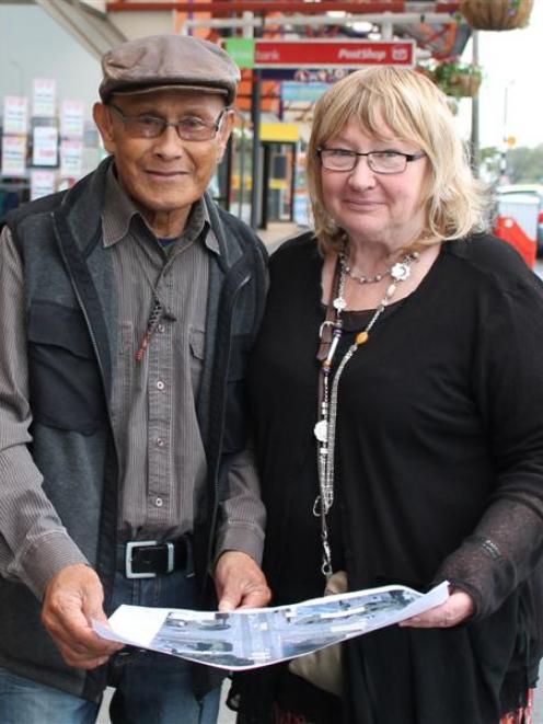 Johnny Penisula and Robyn Hickman study the map showing the South Invercargill location for the...