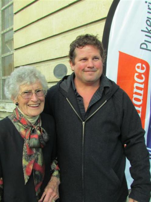 Joyce McDougall with grandson Nathan at Friday's Pukeuri meat processing plant centennial reunion...