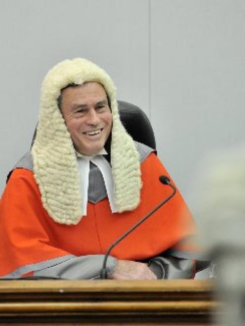 Justice Lester Chisholm at his final sitting of the High Court at Dunedin on Friday. Photo by...