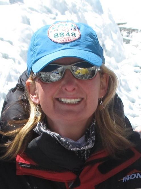 K2 conqueror Christine Burke, pictured near the 8516m Mt Lhotse, on the Nepal-Tibet border, last...