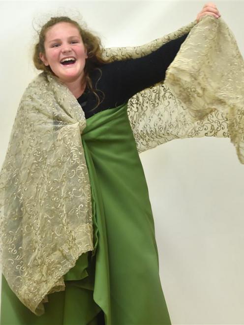 Kaia Armstrong (13) with curtain material she plans to develop into a garment for a Dunedin...