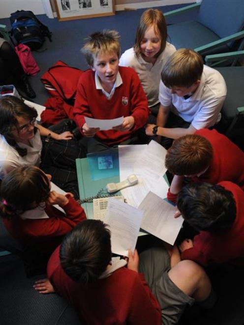 Kaikorai Valley College pupil Luke Biggs (13) asks a question during an audio-conference with...